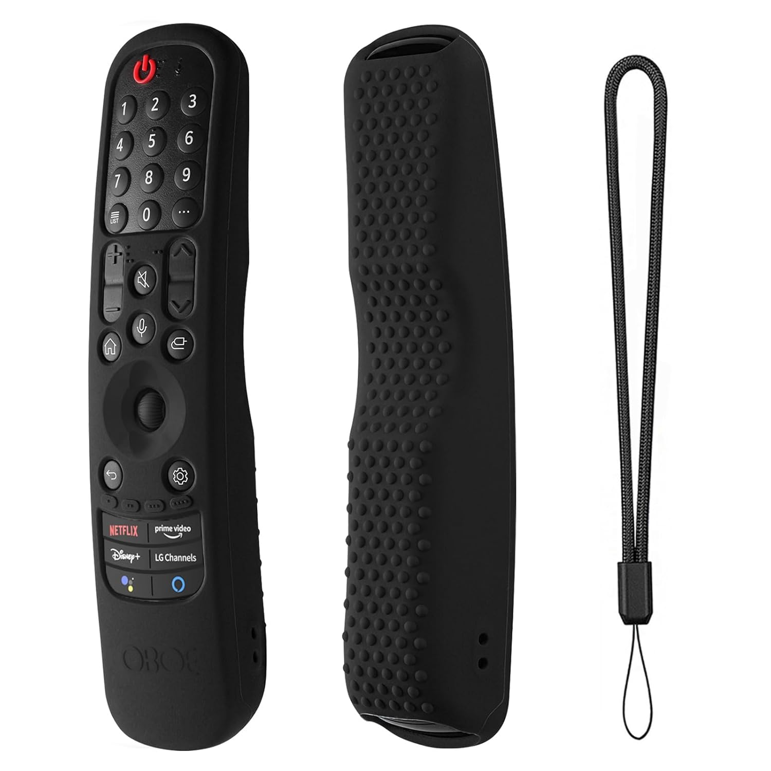 Oboe Silicone TV Remote Cover Compatible with LG TV Remote AN-MR21GA (2021) MR22GA (2022) MR23GA (2023) Magic Remote Case with Loop (B-Black) [Remote NOT Included]