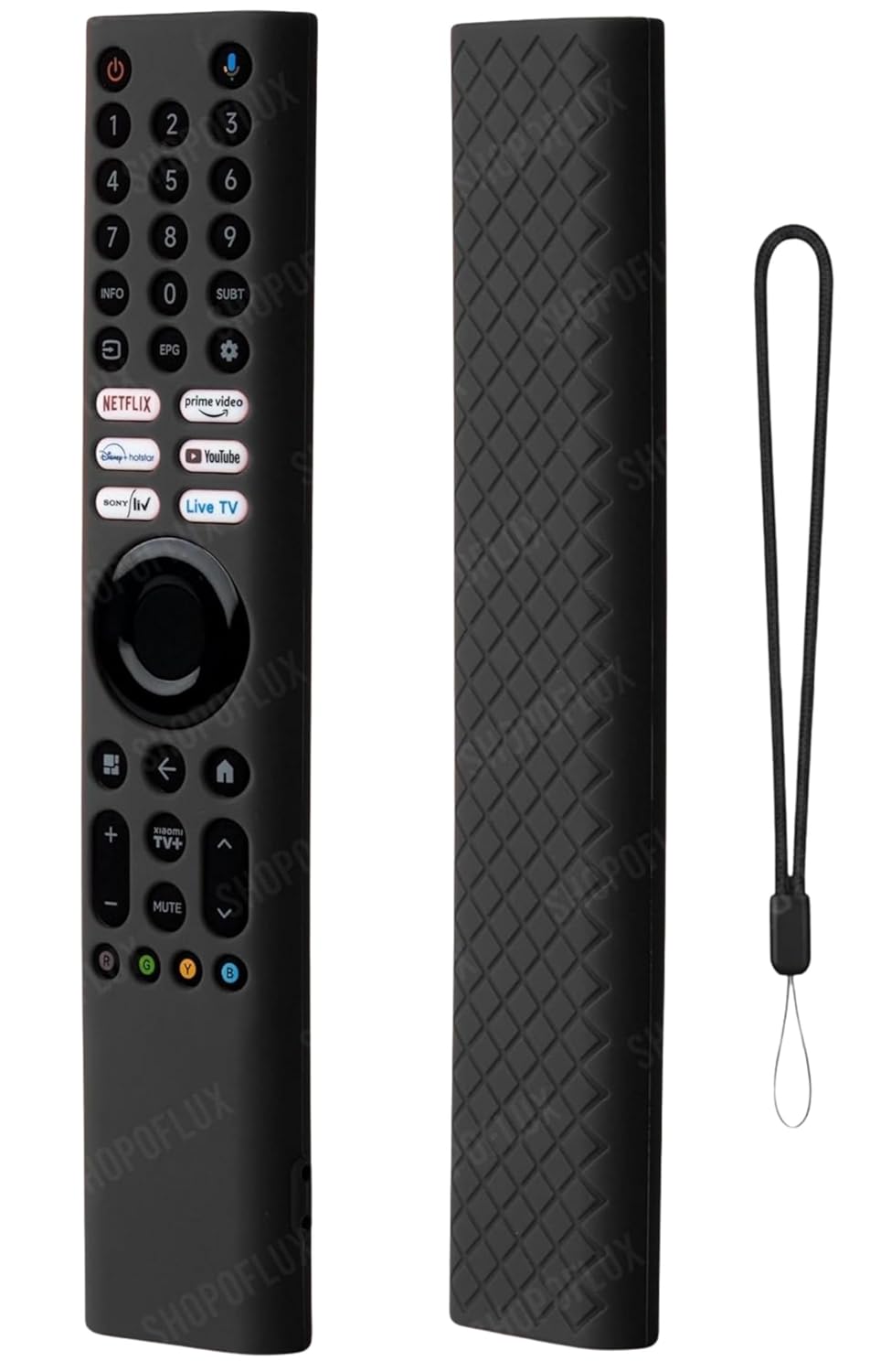 Shopoflux Silicone TV Remote Cover Compatible with Xiaomi Mi Tv Protective Case with Lanyard (Black)